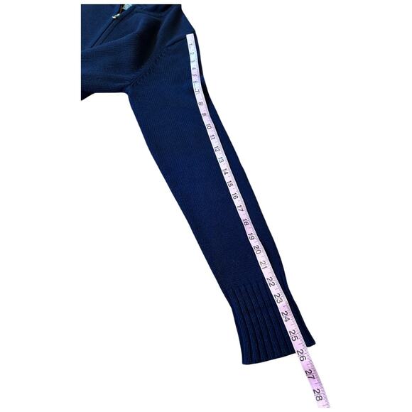 EUC Ralph Lauren 100% Cotton Knit Full Zip Hoodie Sweater Navy Size Small - Picture 7 of 14